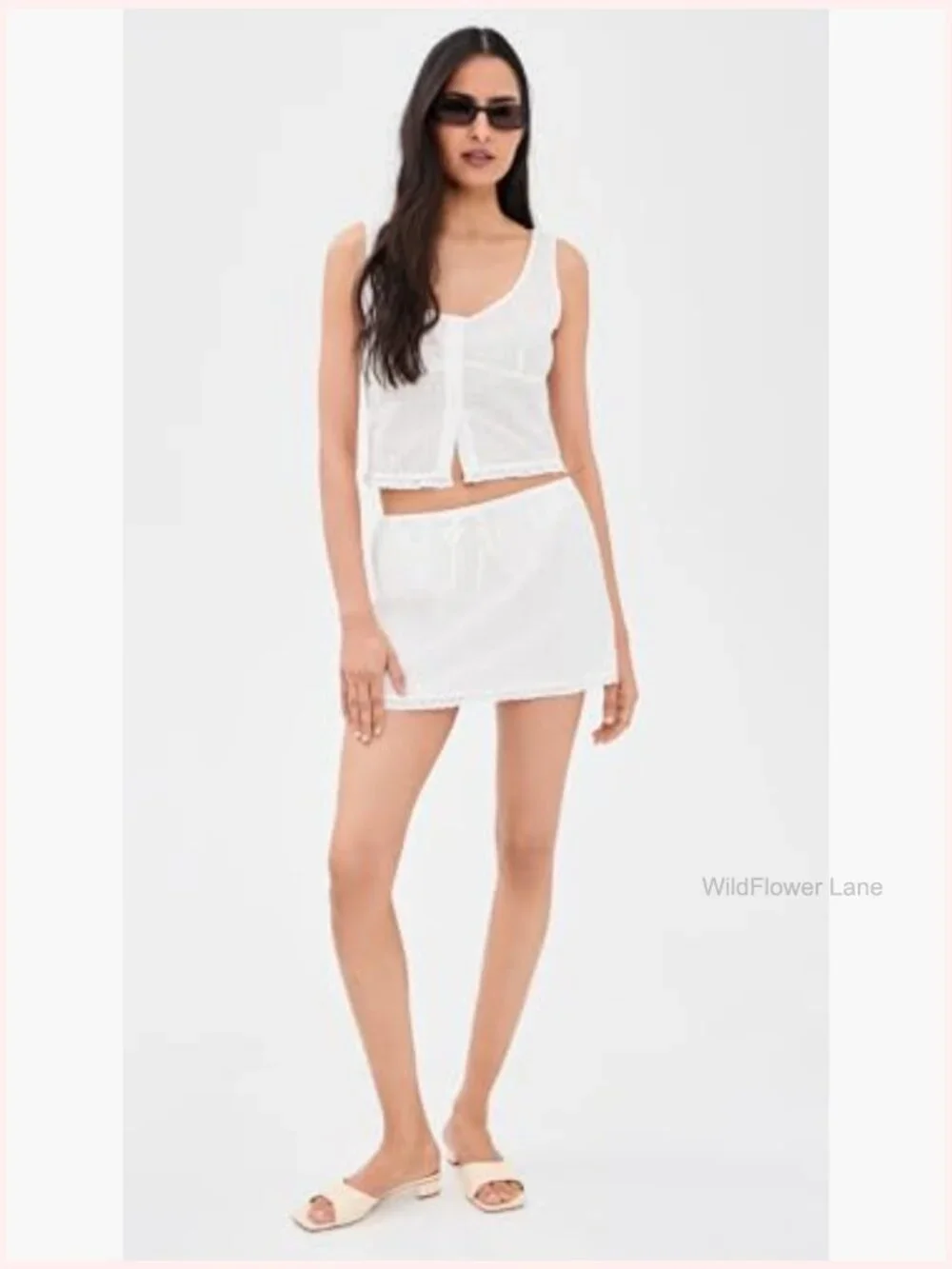 Eyelet Tank Top with Ruffle Trim - Picture 5 of 6